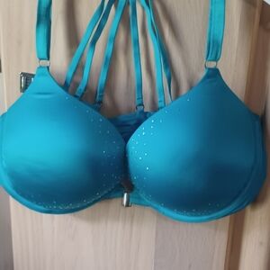 Victoria's Secret Teal Strappy Bra with Rhinestones